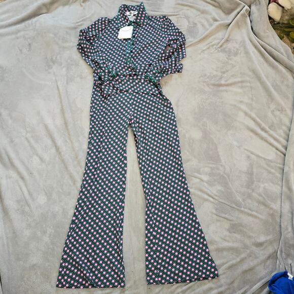 Diane Von Furstenberg Milly Jumpsuit Dot Geo Lavender Womens Size 6 - Picture 1 of 7